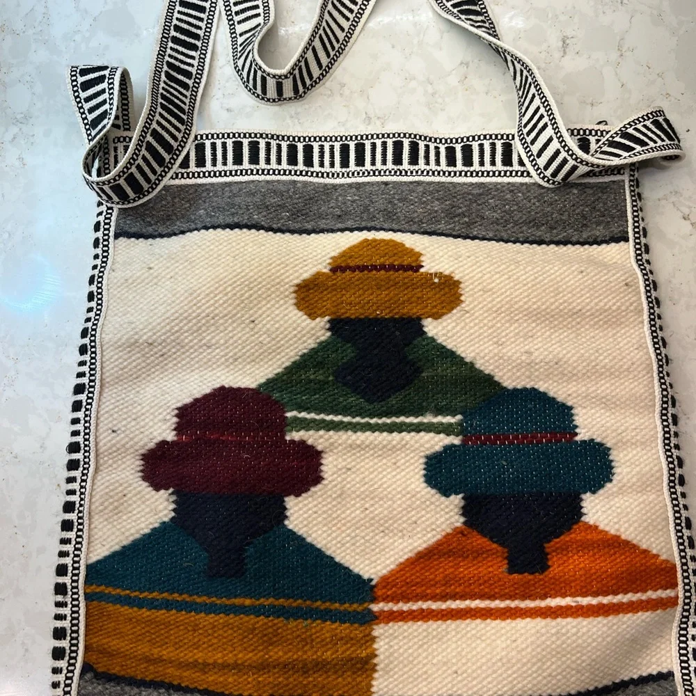 Crossbody Bag Handmade Artisan Ecuador Wool Woven Multi Colored Purse Handbag
